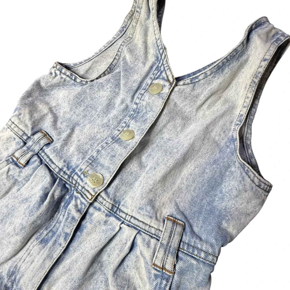 Vintage Kids Denim Acid‎ Wash Shortalls Jumper Overalls Size 8